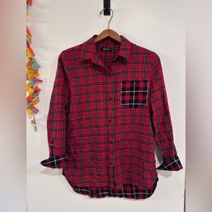 Madewell Classic Ex-Boyfriend Shirt Plaid Patchwork Red Flannel Women Size Small